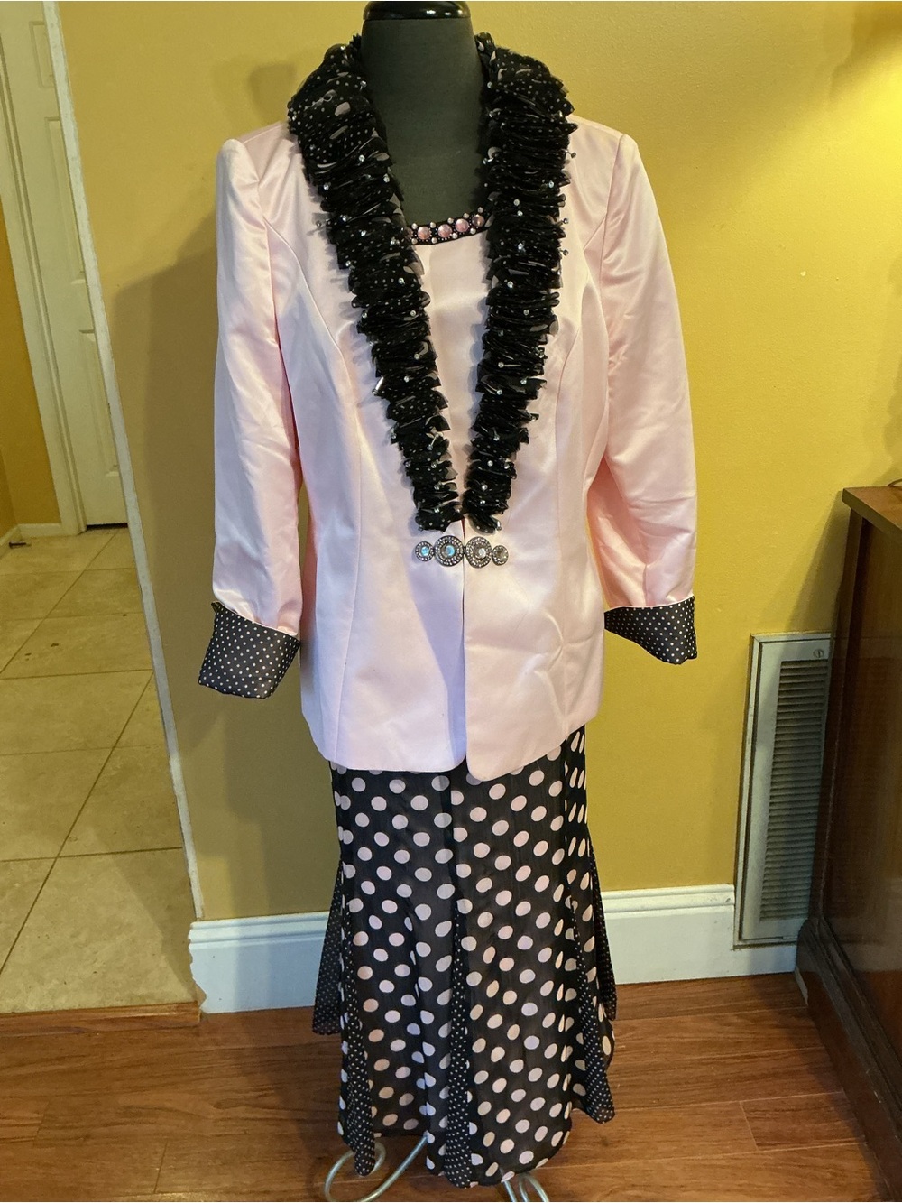Louise Ricci 3 piece Light Pink/black Women's Polka Dot